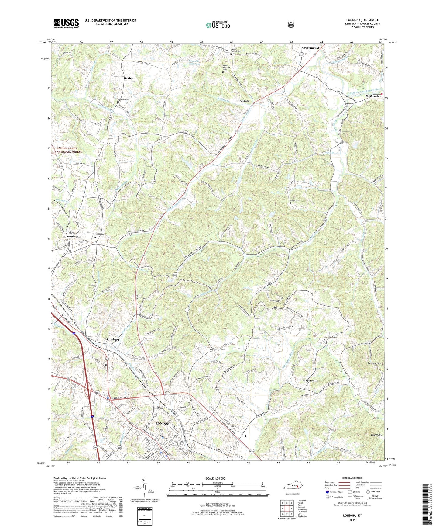 London Kentucky US Topo Map Image