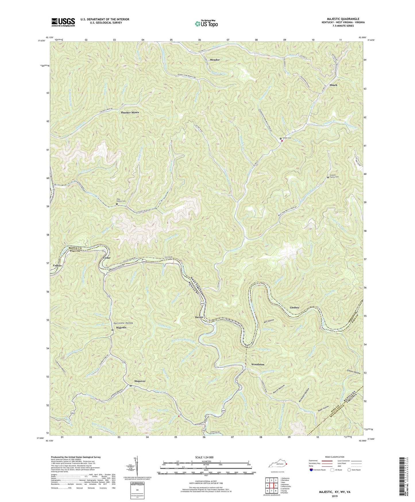 Majestic Kentucky US Topo Map Image