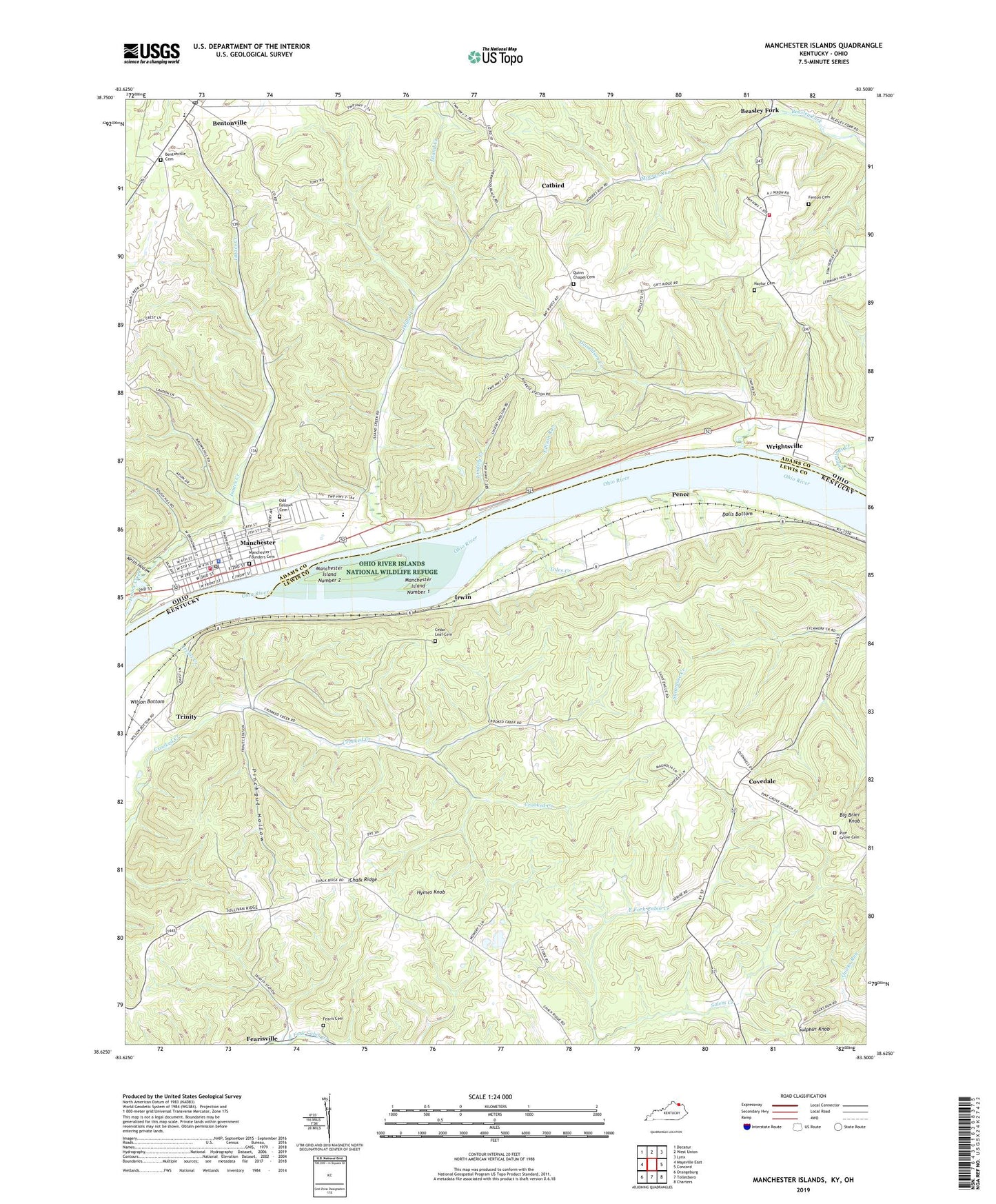 Manchester Islands Kentucky US Topo Map Image