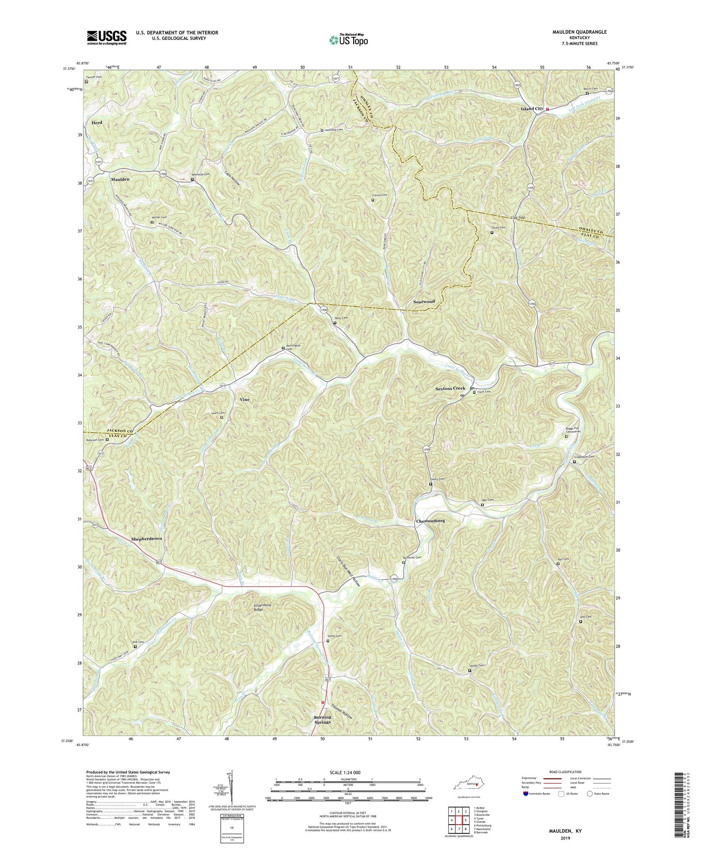 Maulden Kentucky US Topo Map Image