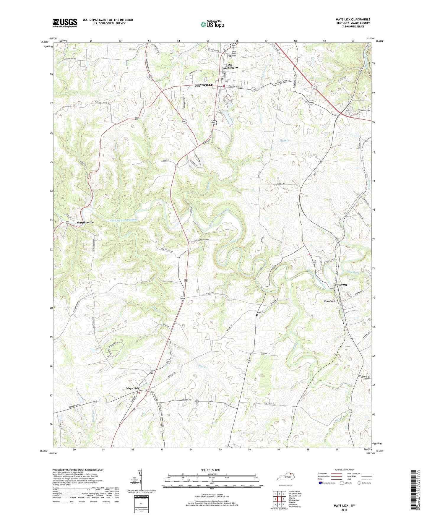 Mays Lick Kentucky US Topo Map Image