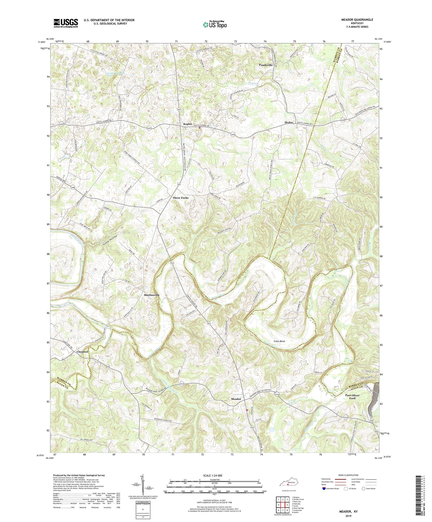 Meador Kentucky US Topo Map Image