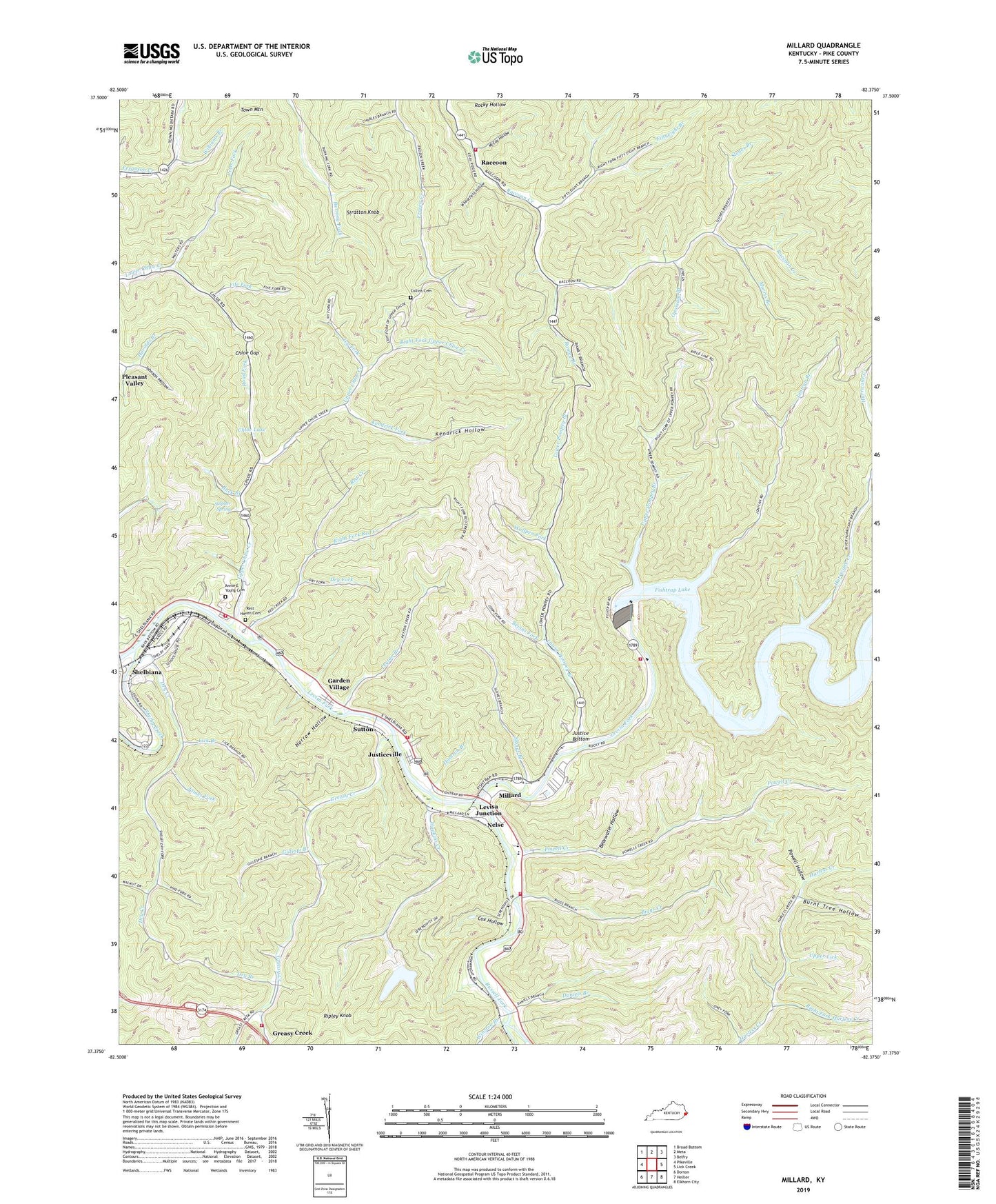 Millard Kentucky US Topo Map Image