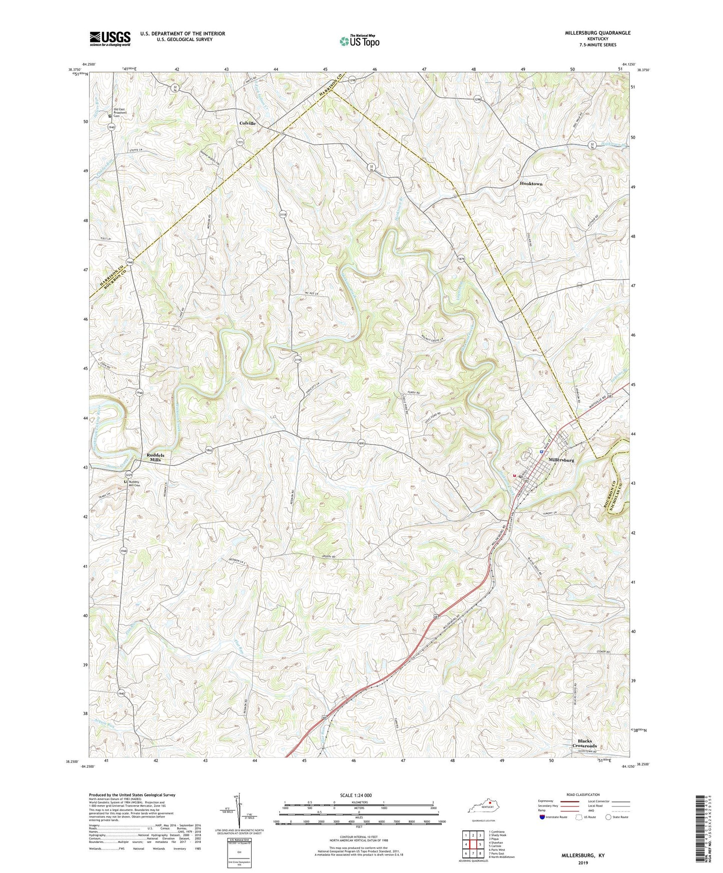 Millersburg Kentucky US Topo Map Image