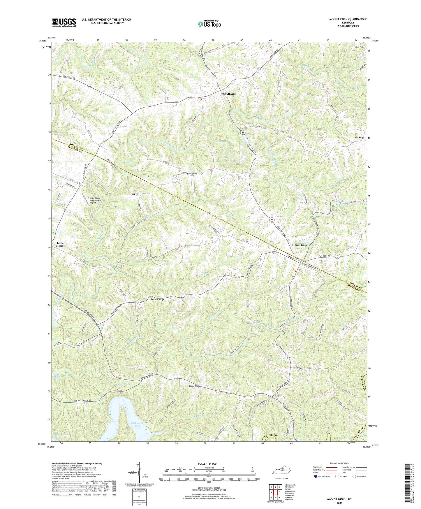 Mount Eden Kentucky US Topo Map Image