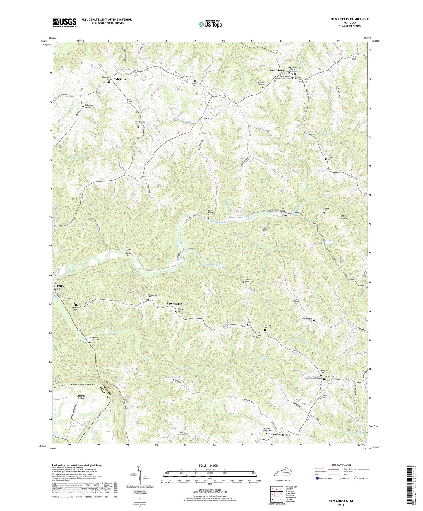 New Liberty Kentucky US Topo Map Image
