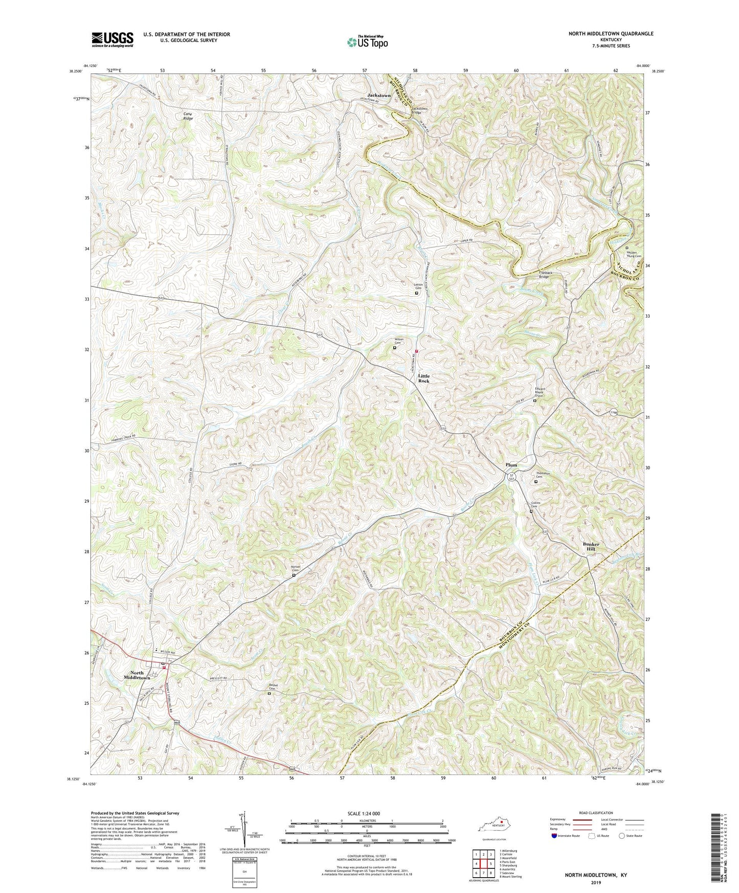 North Middletown Kentucky US Topo Map Image