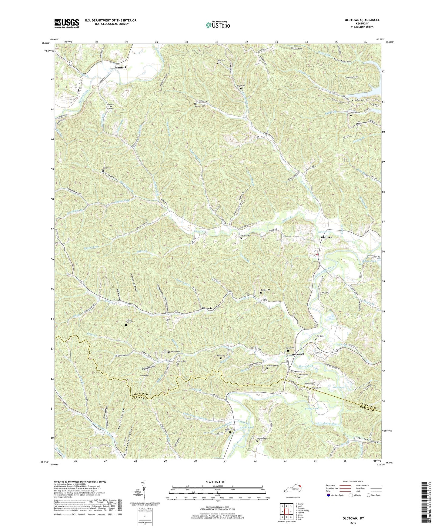 Oldtown Kentucky US Topo Map Image