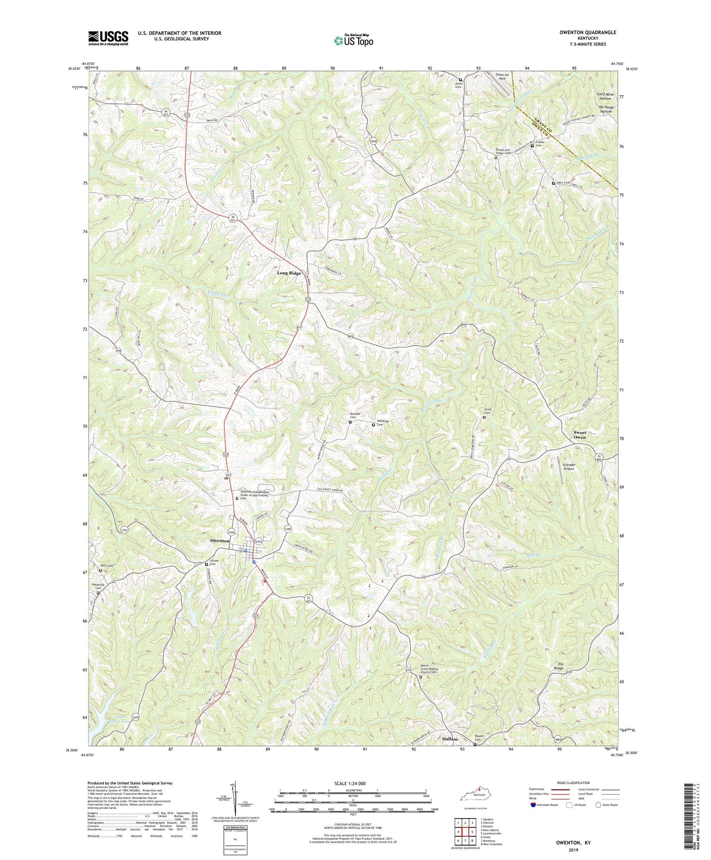 Owenton Kentucky US Topo Map Image