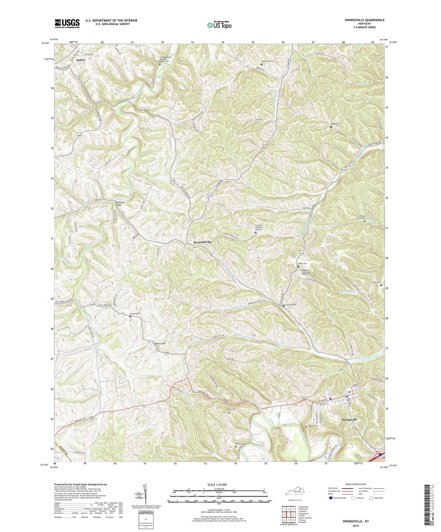 Owingsville Kentucky US Topo Map Image