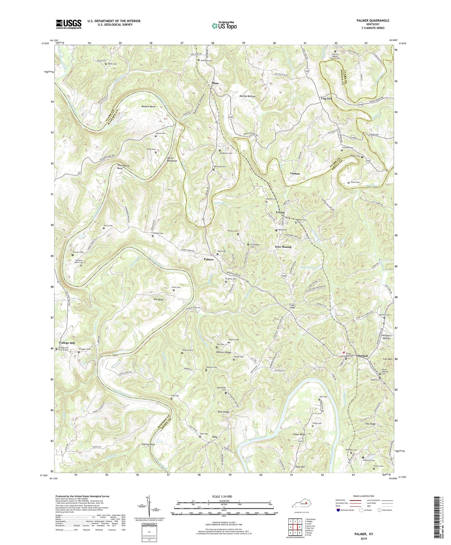 Palmer Kentucky US Topo Map Image