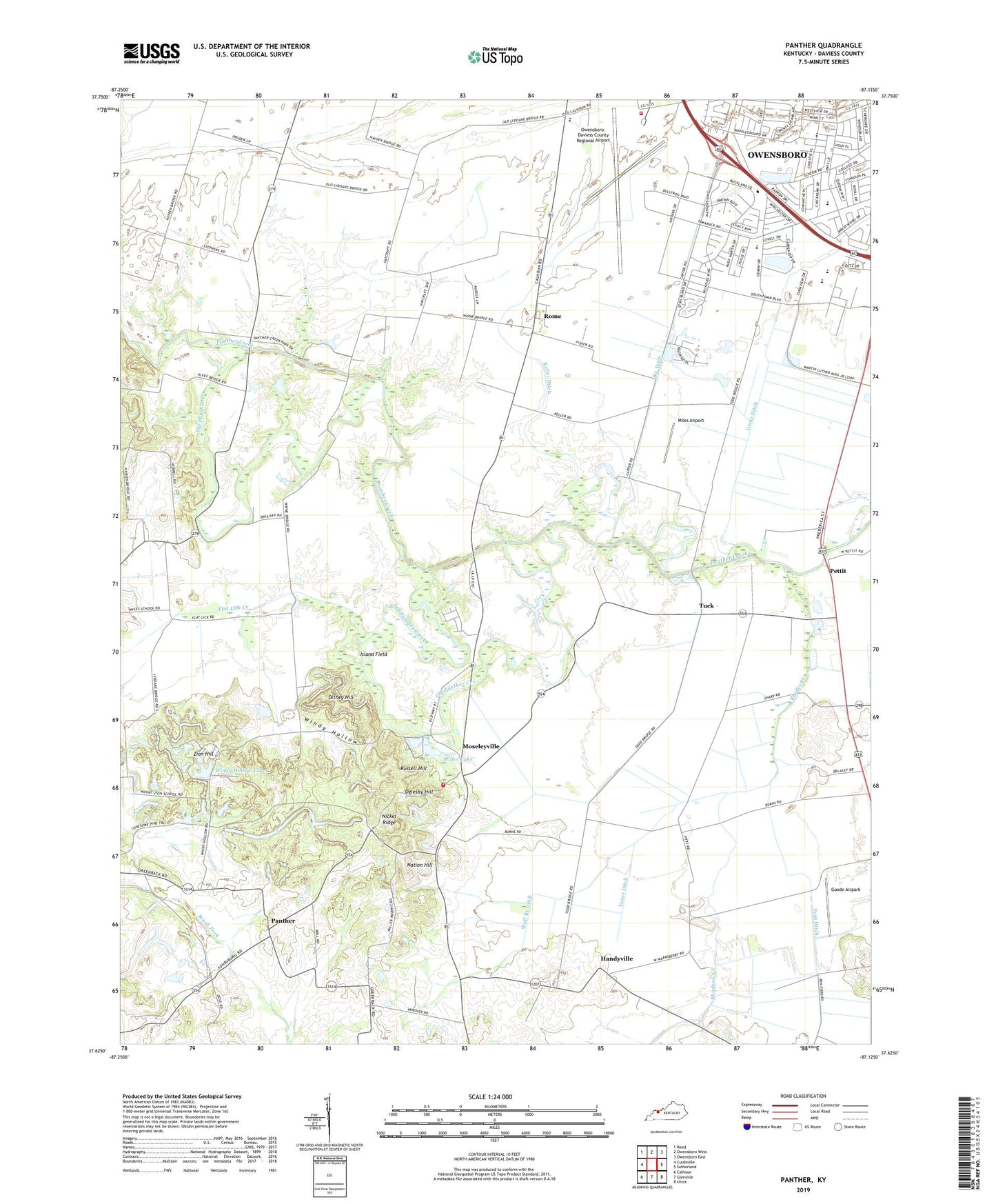 Panther Kentucky US Topo Map Image