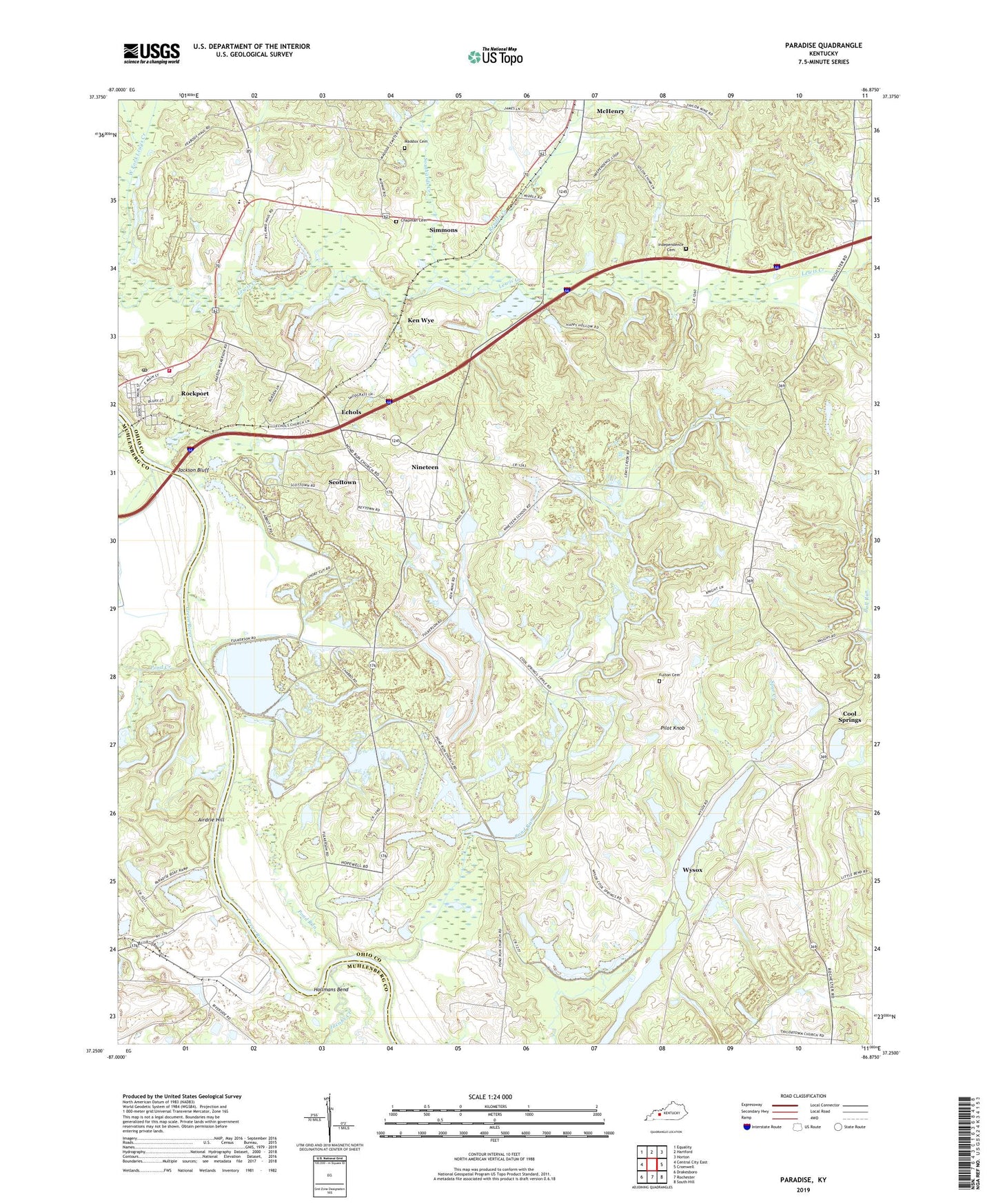 Paradise Kentucky US Topo Map Image