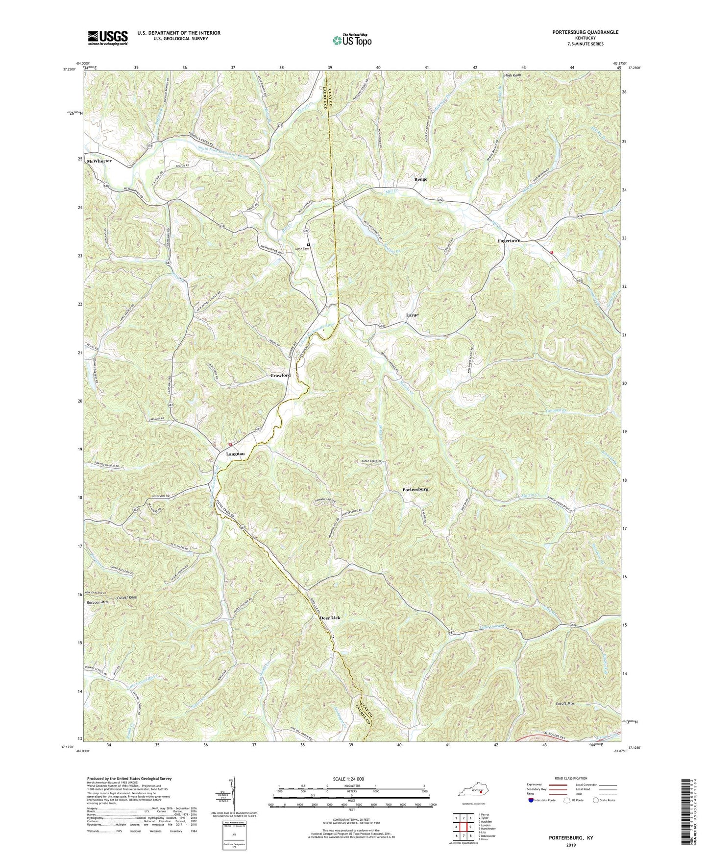 Portersburg Kentucky US Topo Map Image