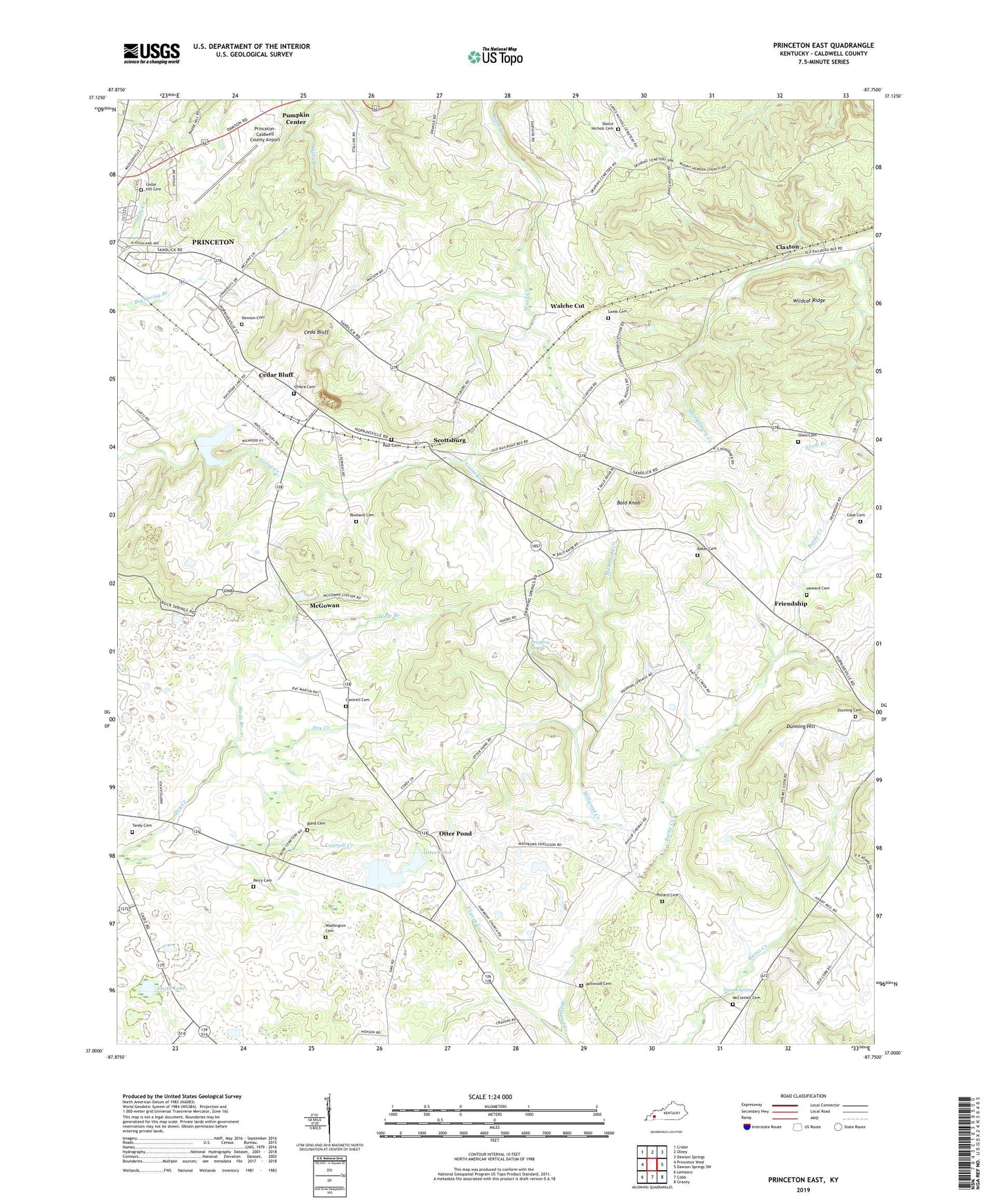 Princeton East Kentucky US Topo Map Image