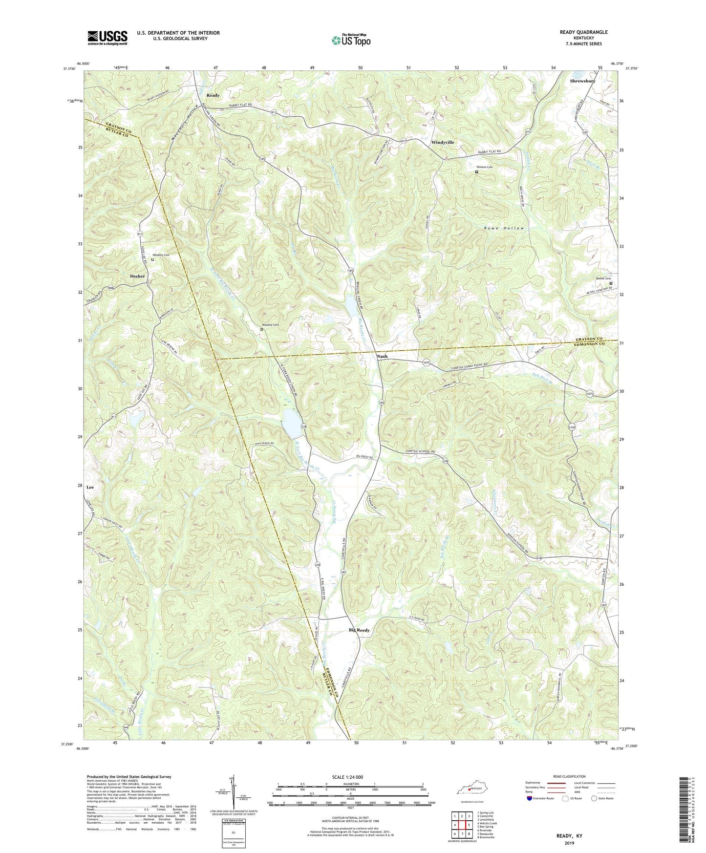 Ready Kentucky US Topo Map Image
