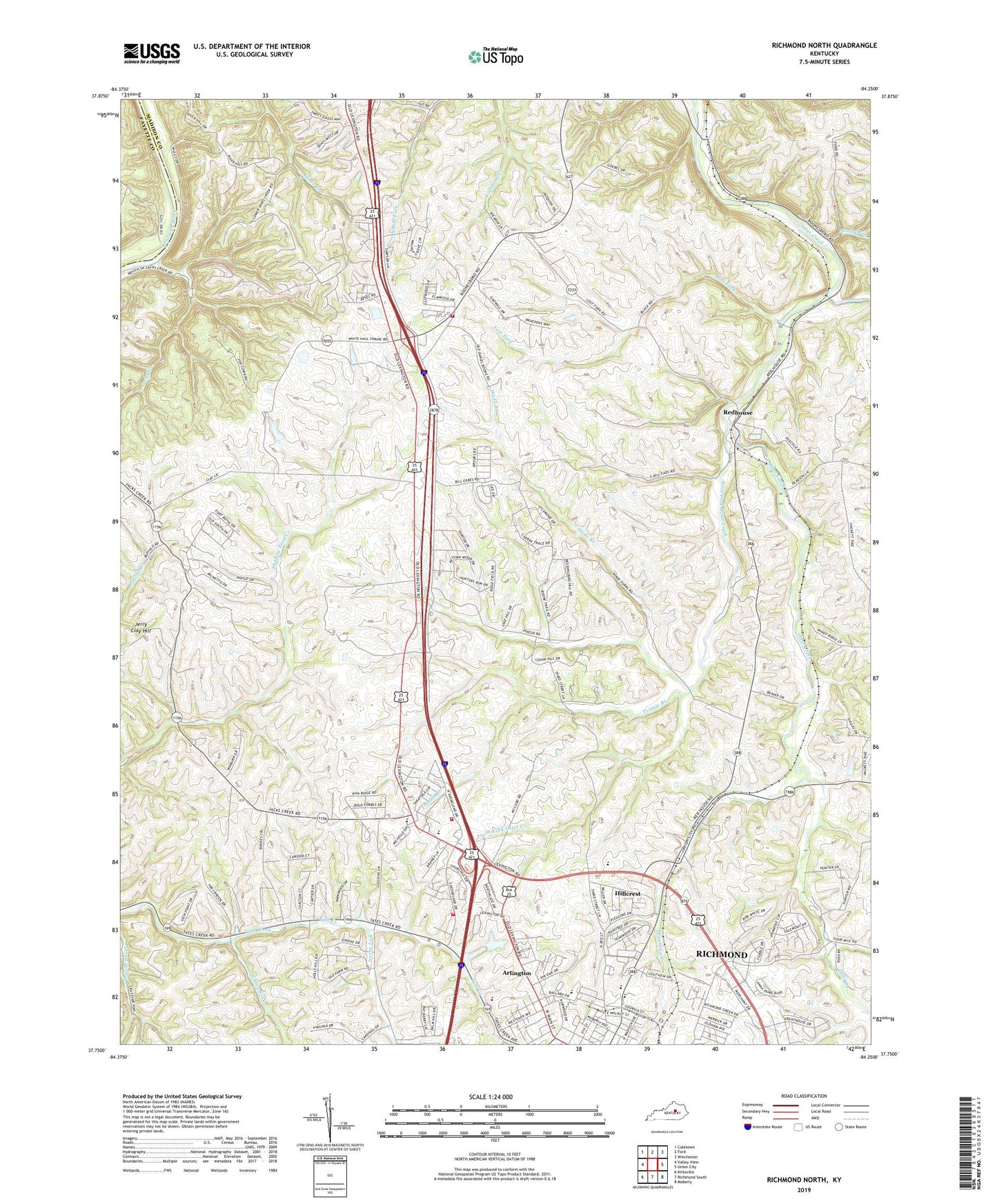 Richmond North Kentucky US Topo Map Image