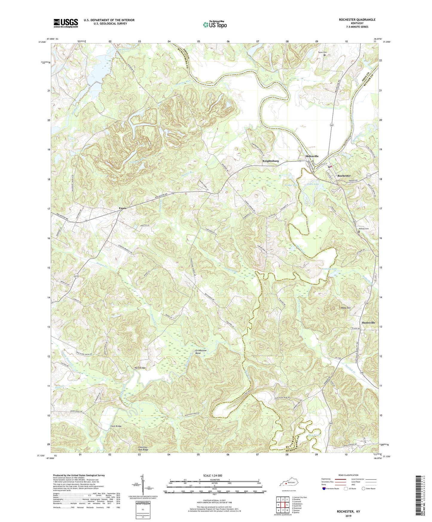 Rochester Kentucky US Topo Map Image