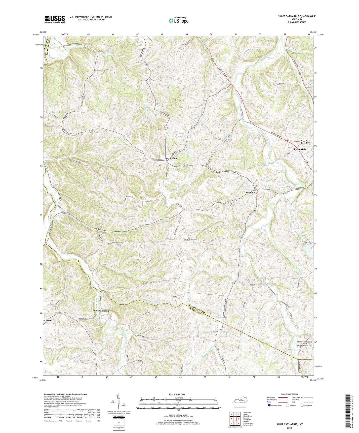 Saint Catharine Kentucky US Topo Map Image