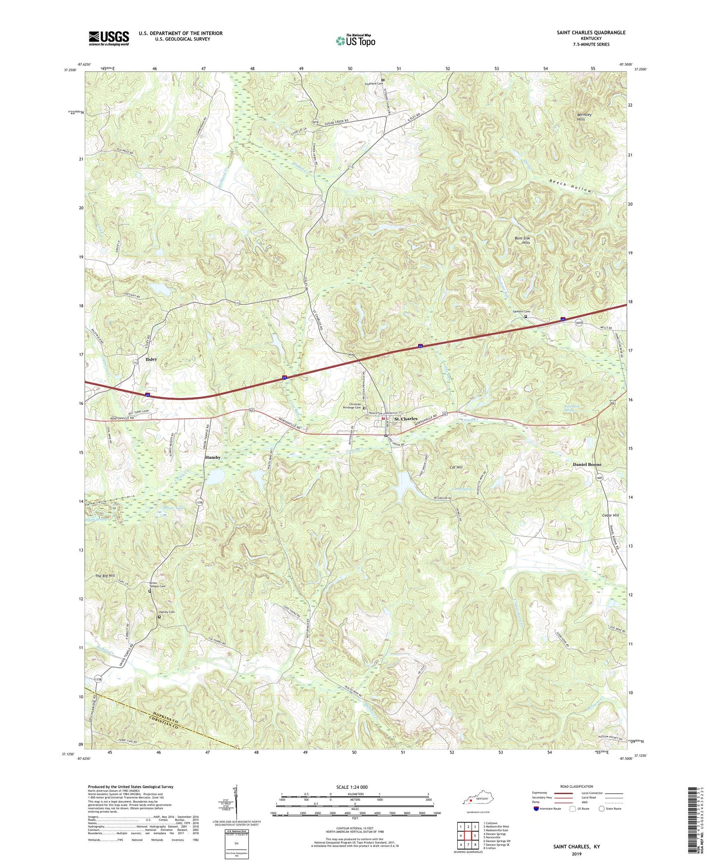Saint Charles Kentucky US Topo Map Image