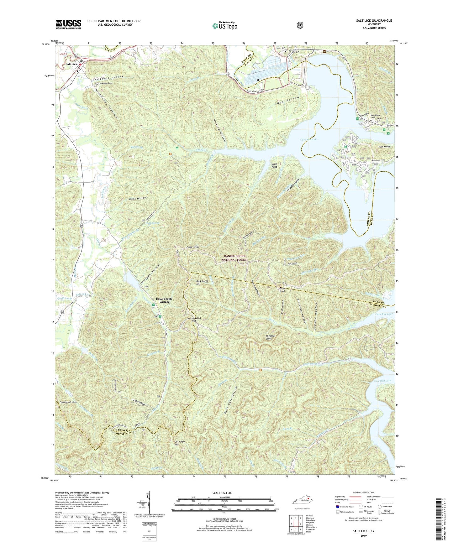 Salt Lick Kentucky US Topo Map Image