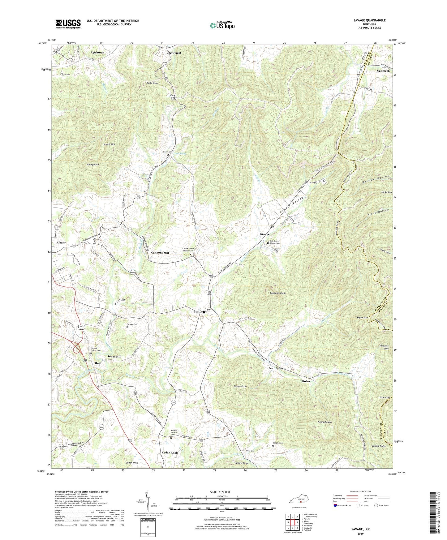 Savage Kentucky US Topo Map Image