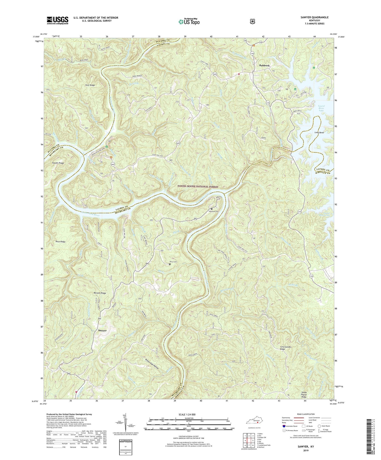 Sawyer Kentucky US Topo Map Image