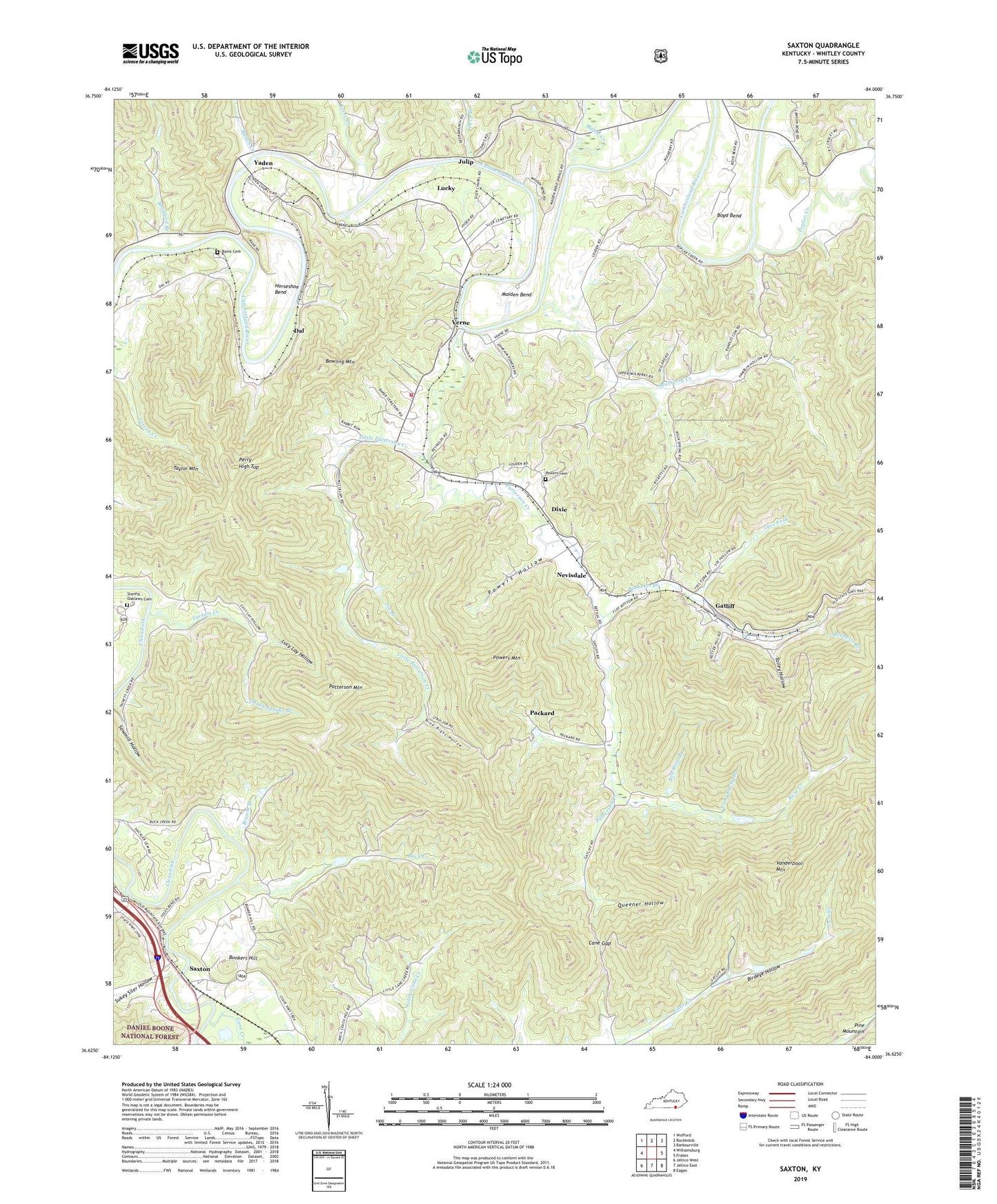 Saxton Kentucky US Topo Map Image