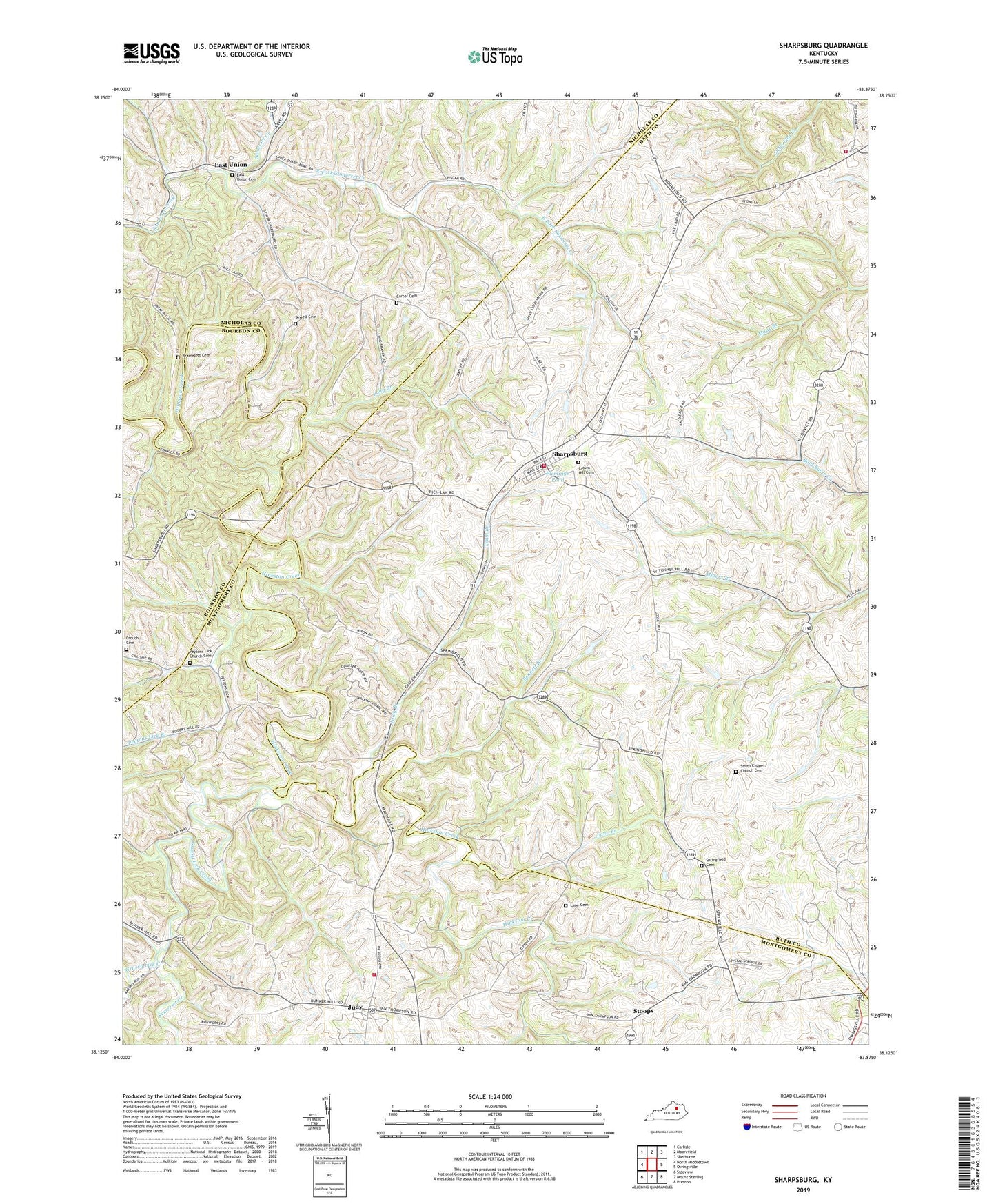 Sharpsburg Kentucky US Topo Map Image