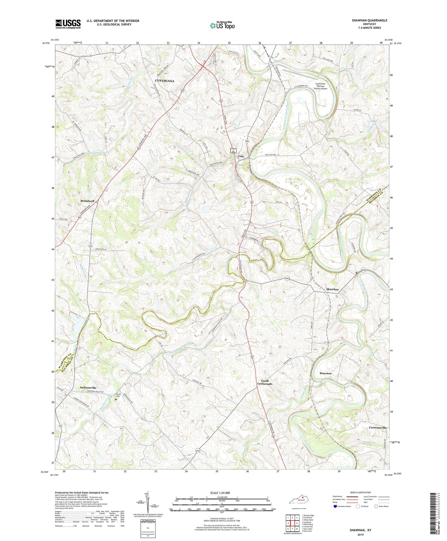 Shawhan Kentucky US Topo Map Image