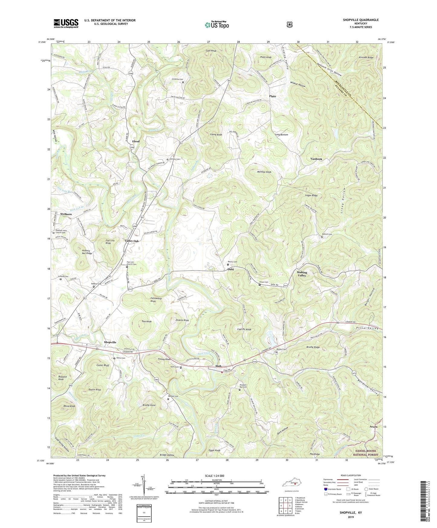 Shopville Kentucky US Topo Map Image