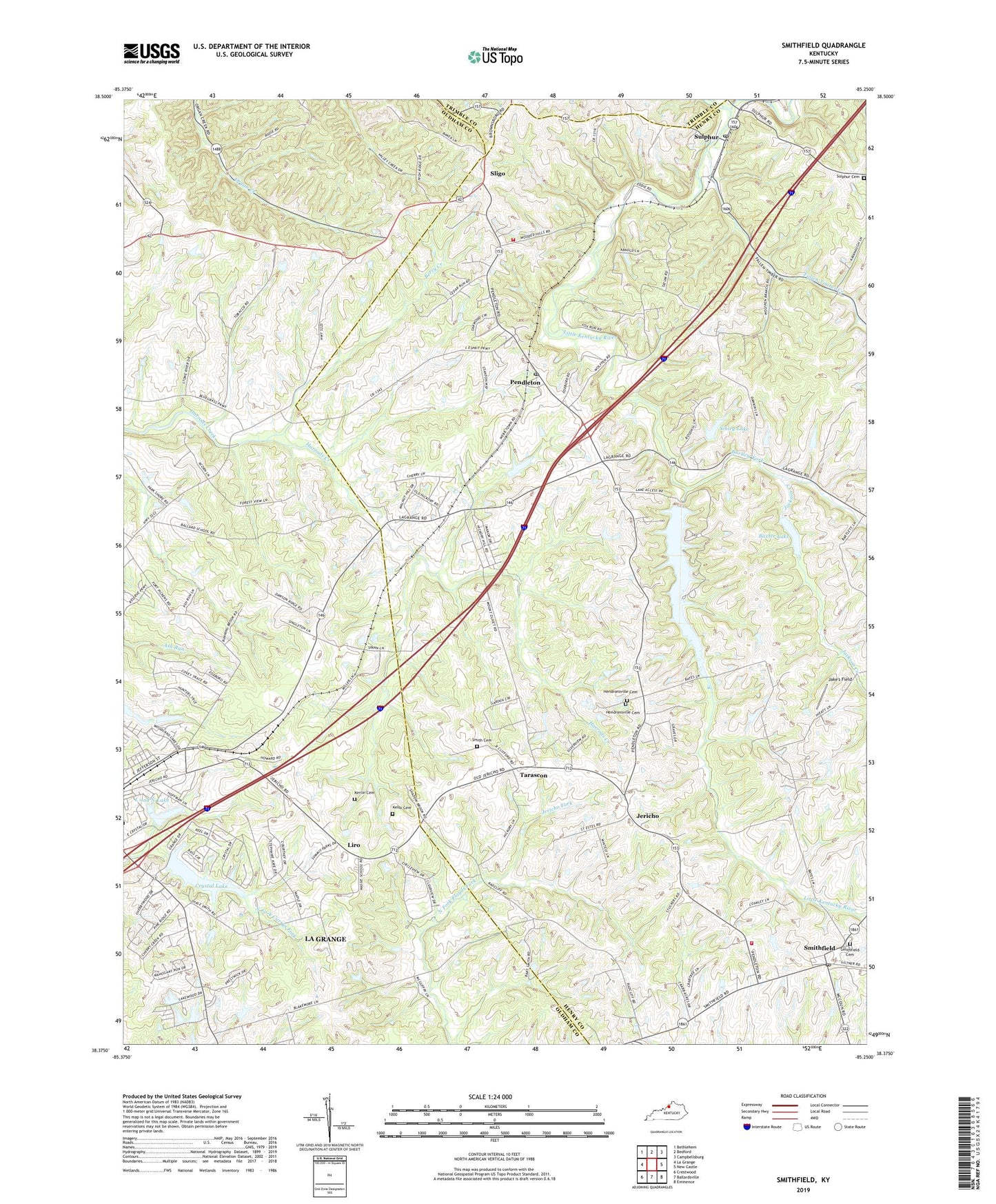 Smithfield Kentucky US Topo Map Image