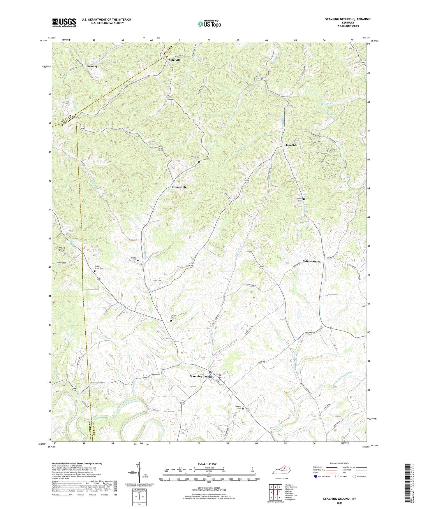 Stamping Ground Kentucky US Topo Map Image