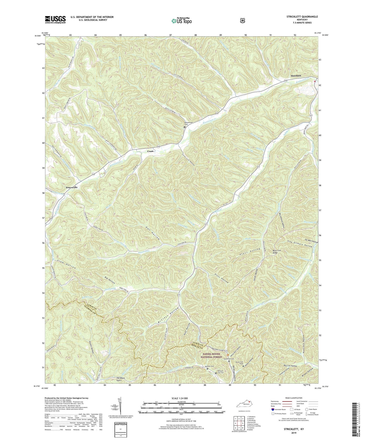 Stricklett Kentucky US Topo Map Image