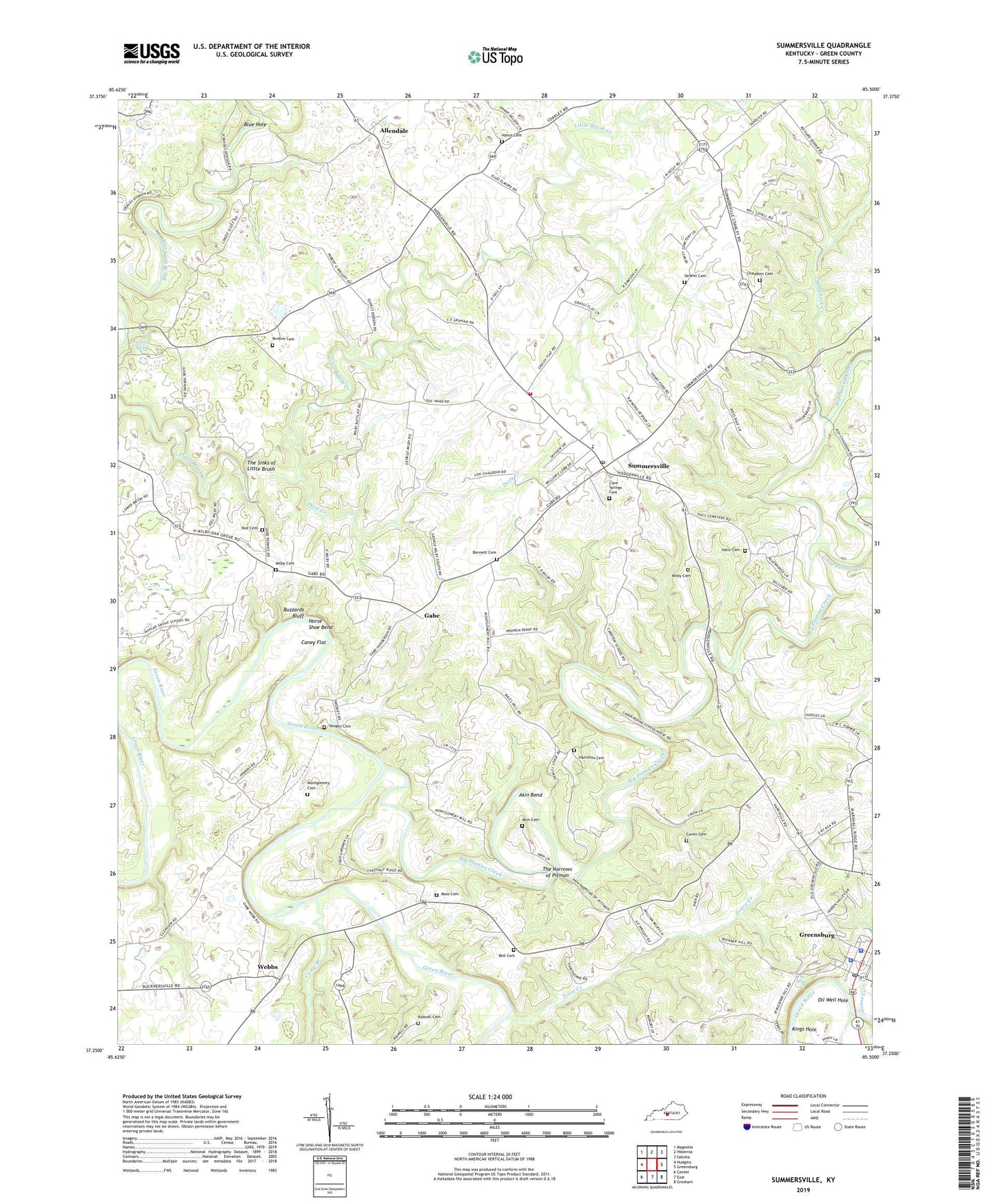 Summersville Kentucky US Topo Map Image