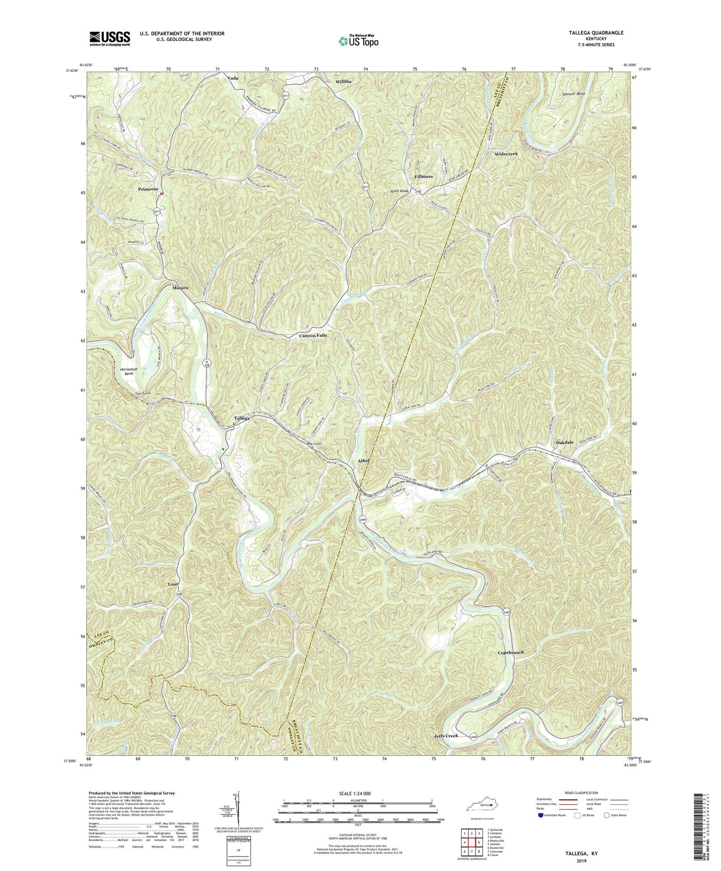 Tallega Kentucky US Topo Map Image