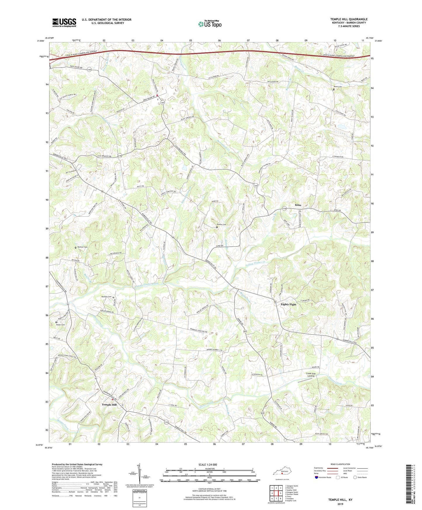 Temple Hill Kentucky US Topo Map Image