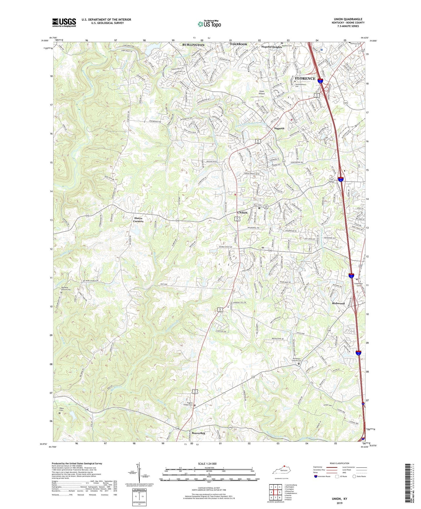 Union Kentucky US Topo Map Image