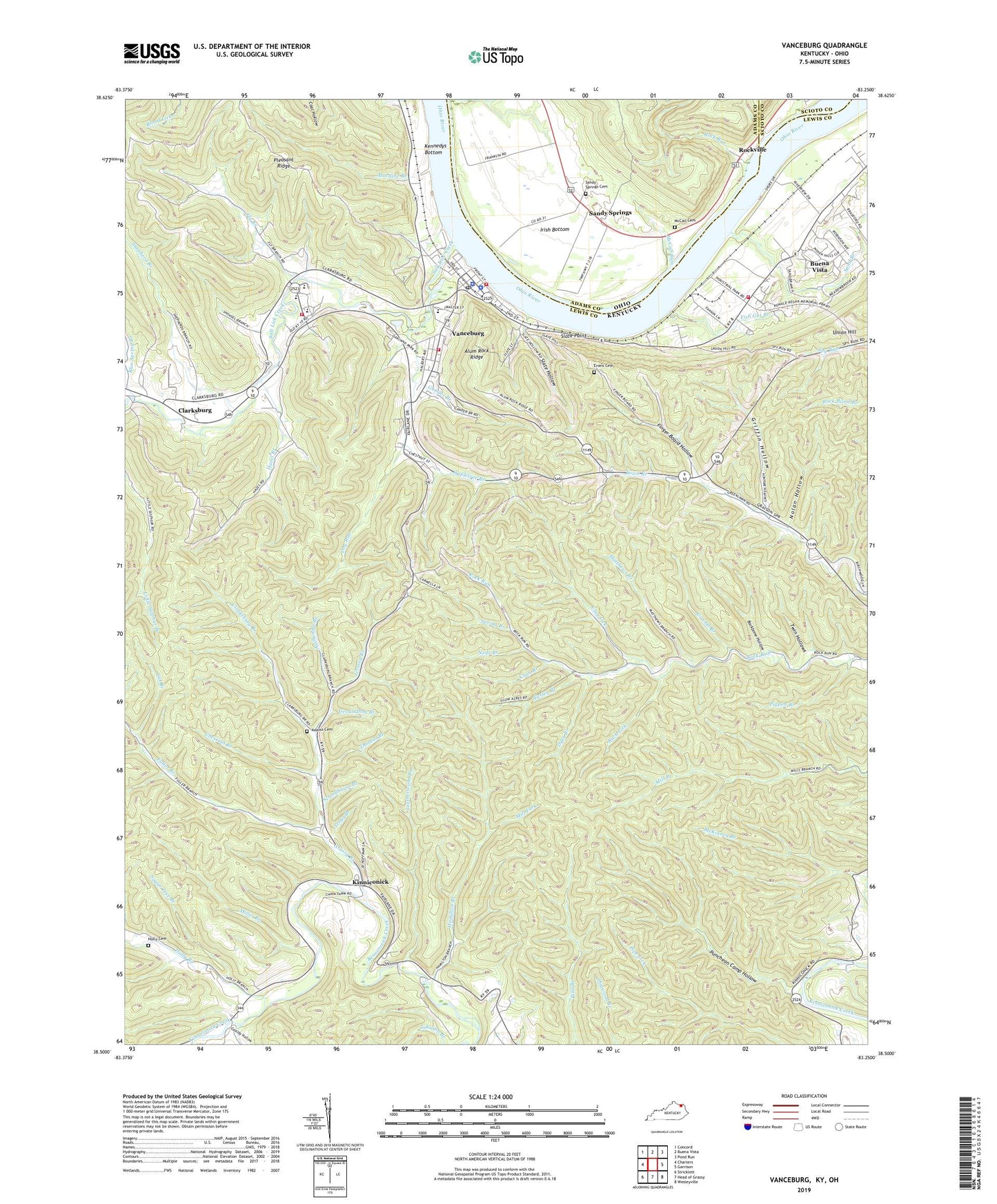 Vanceburg Kentucky US Topo Map Image