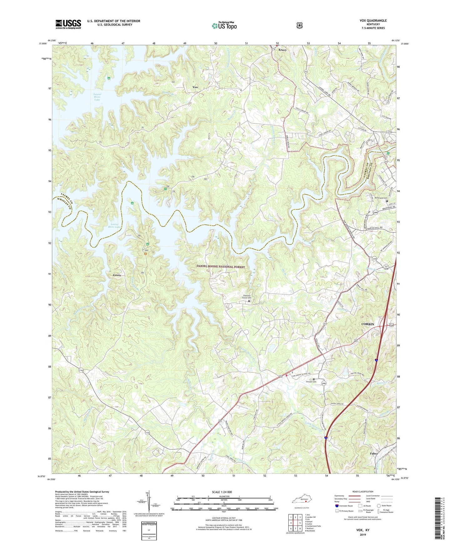 Vox Kentucky US Topo Map Image