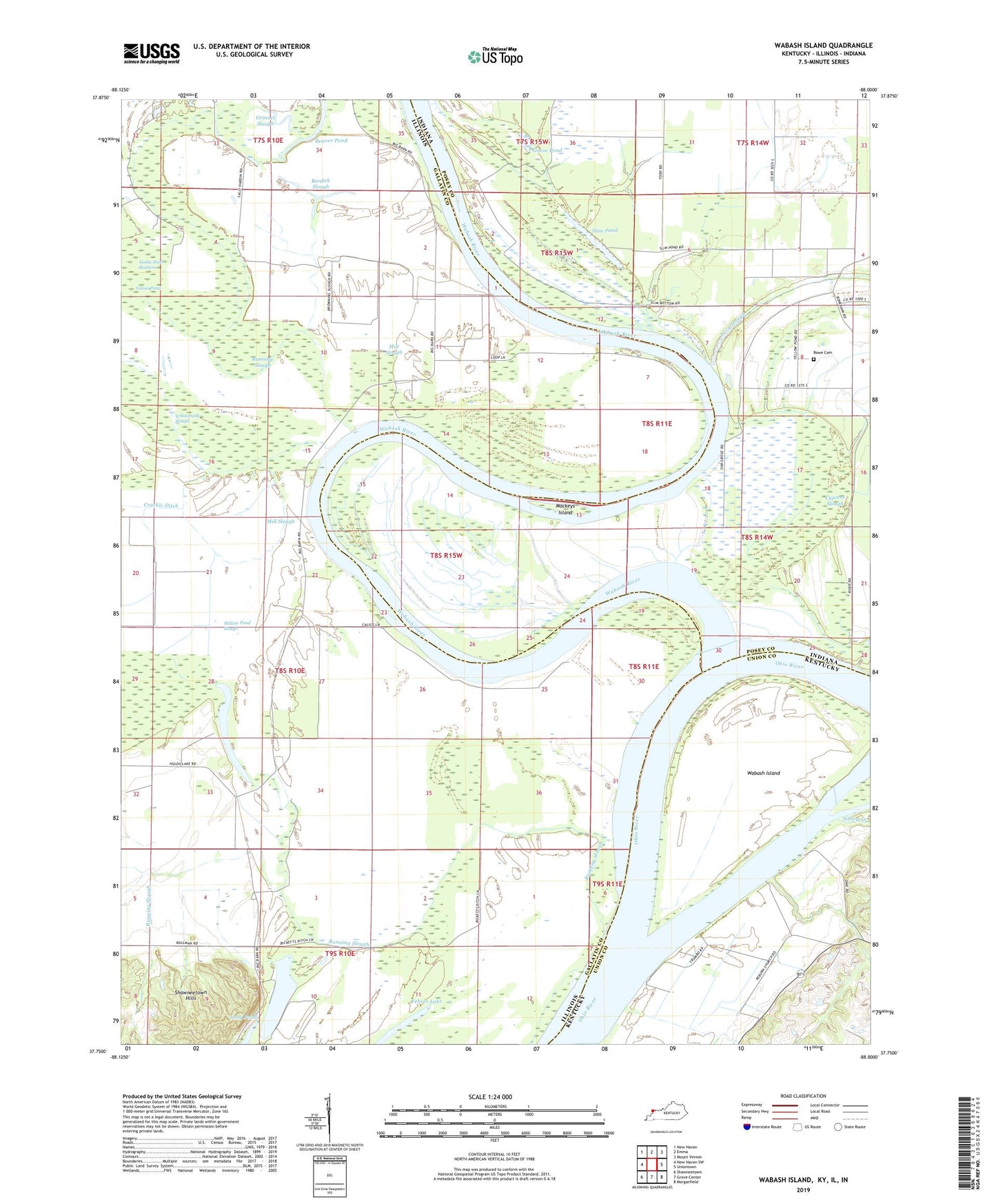 Wabash Island Kentucky US Topo Map Image
