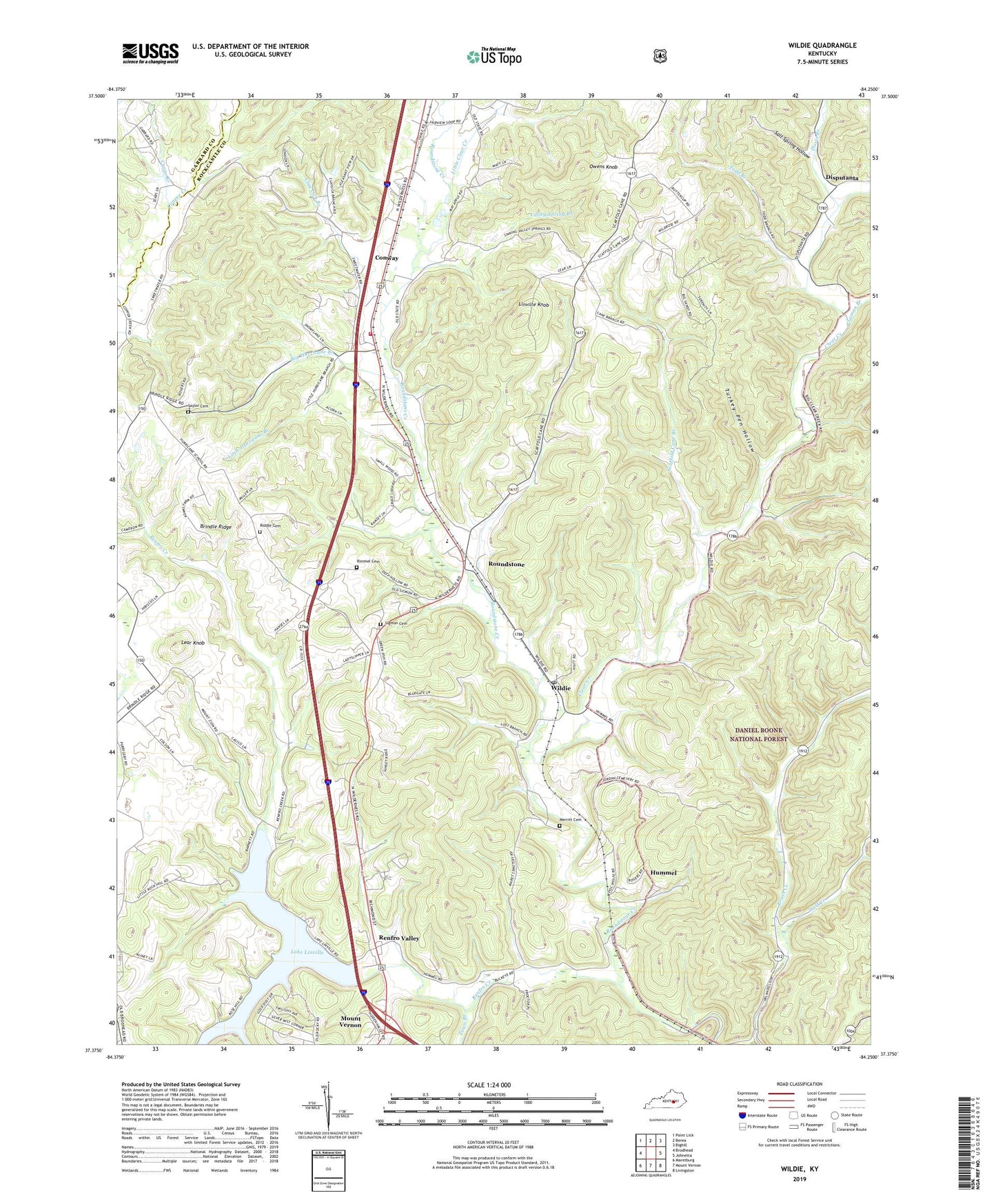 Wildie Kentucky US Topo Map Image