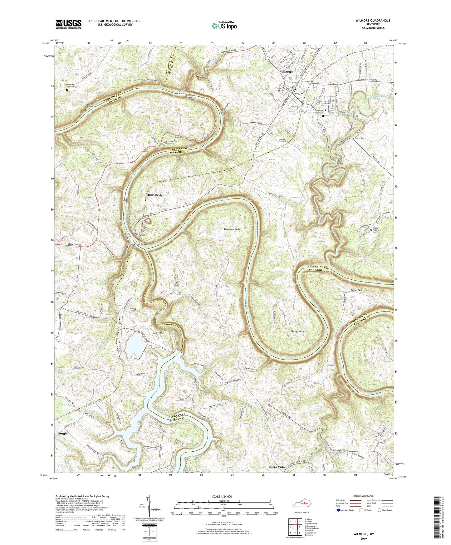 Wilmore Kentucky US Topo Map Image