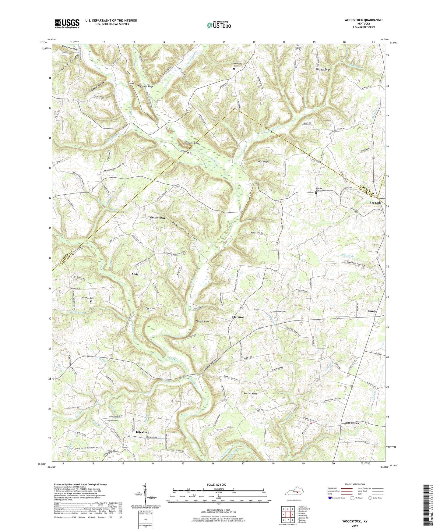 Woodstock Kentucky US Topo Map Image
