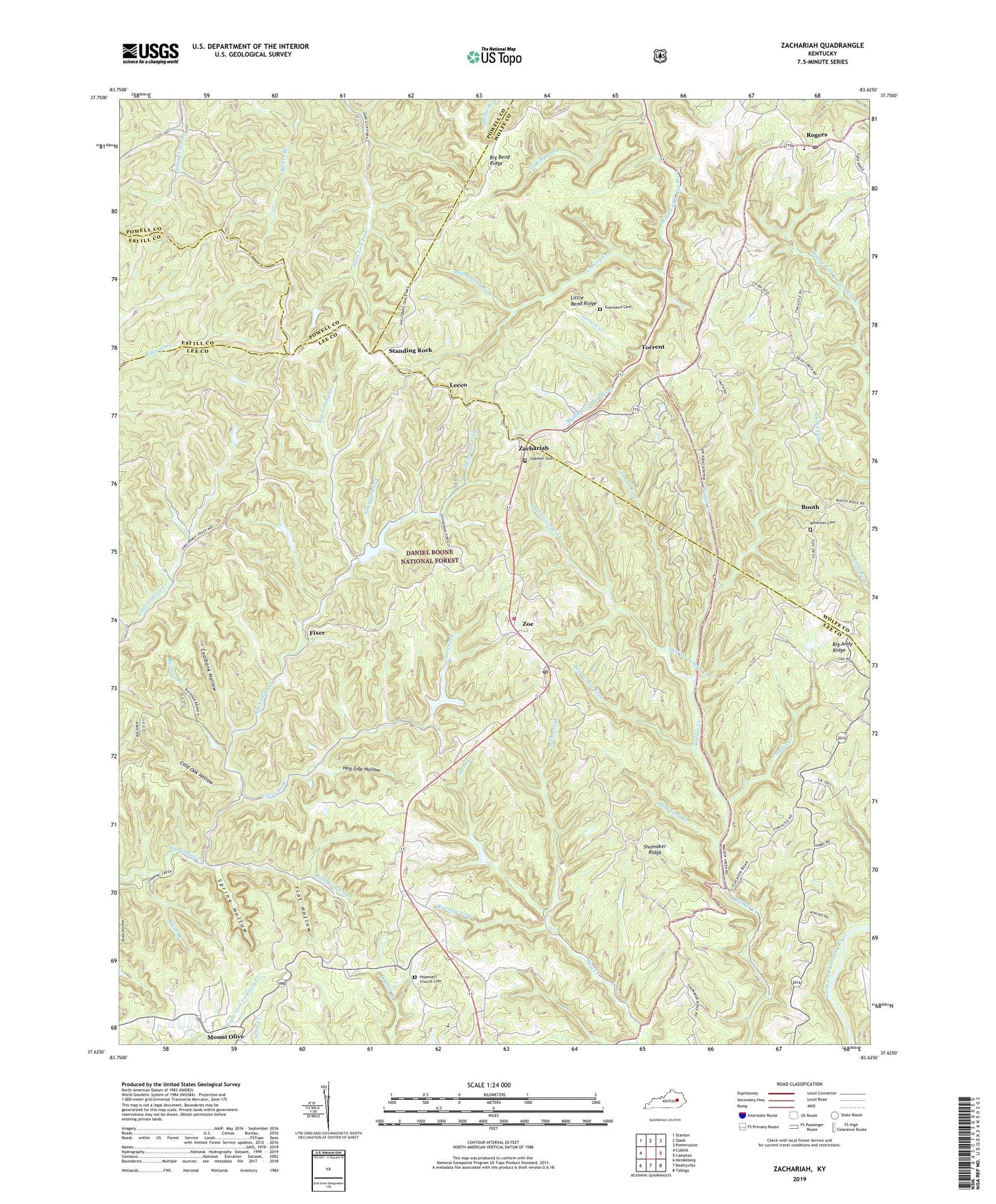 Zachariah Kentucky US Topo Map Image
