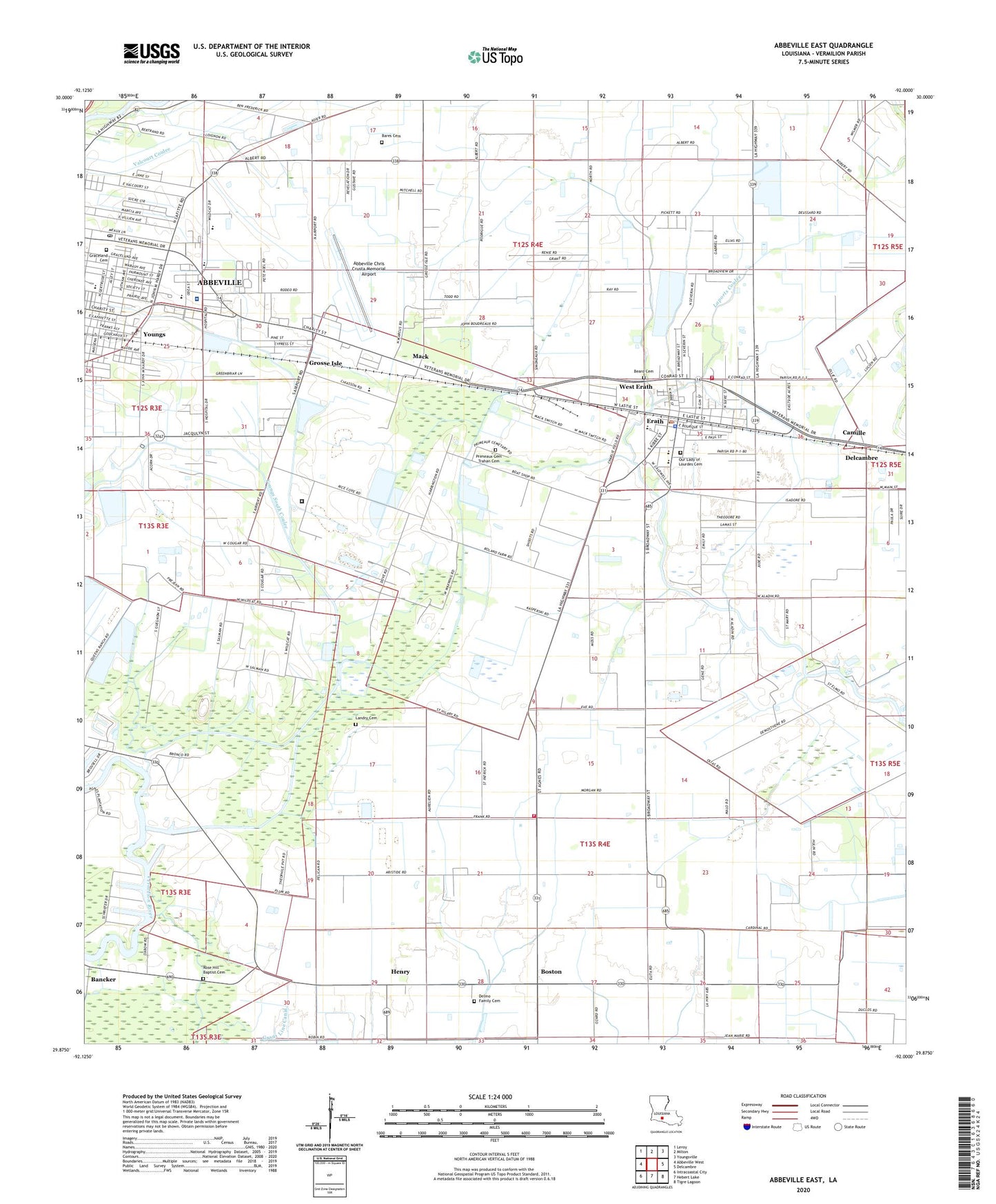 Abbeville East Louisiana US Topo Map Image