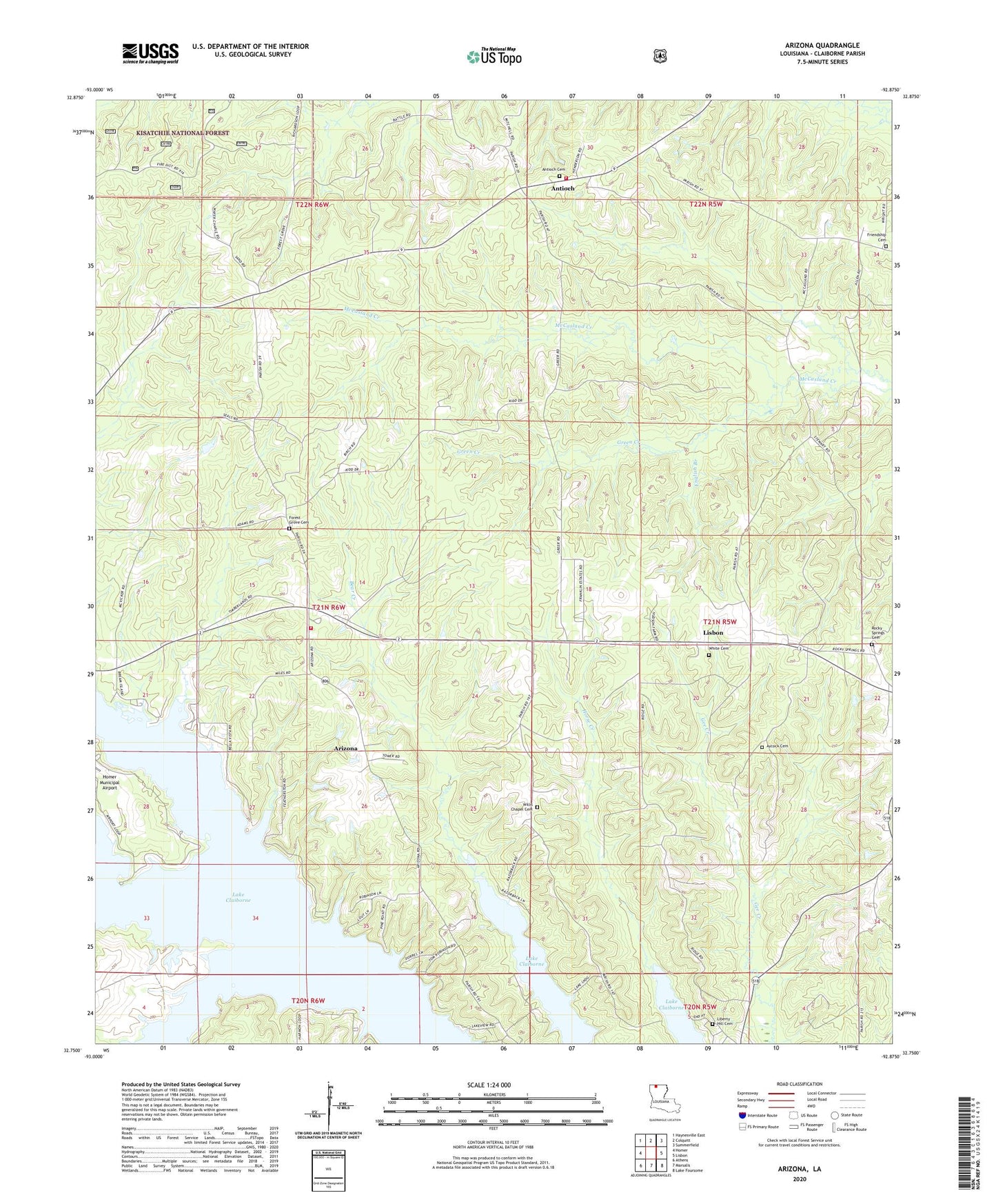 Arizona Louisiana US Topo Map Image