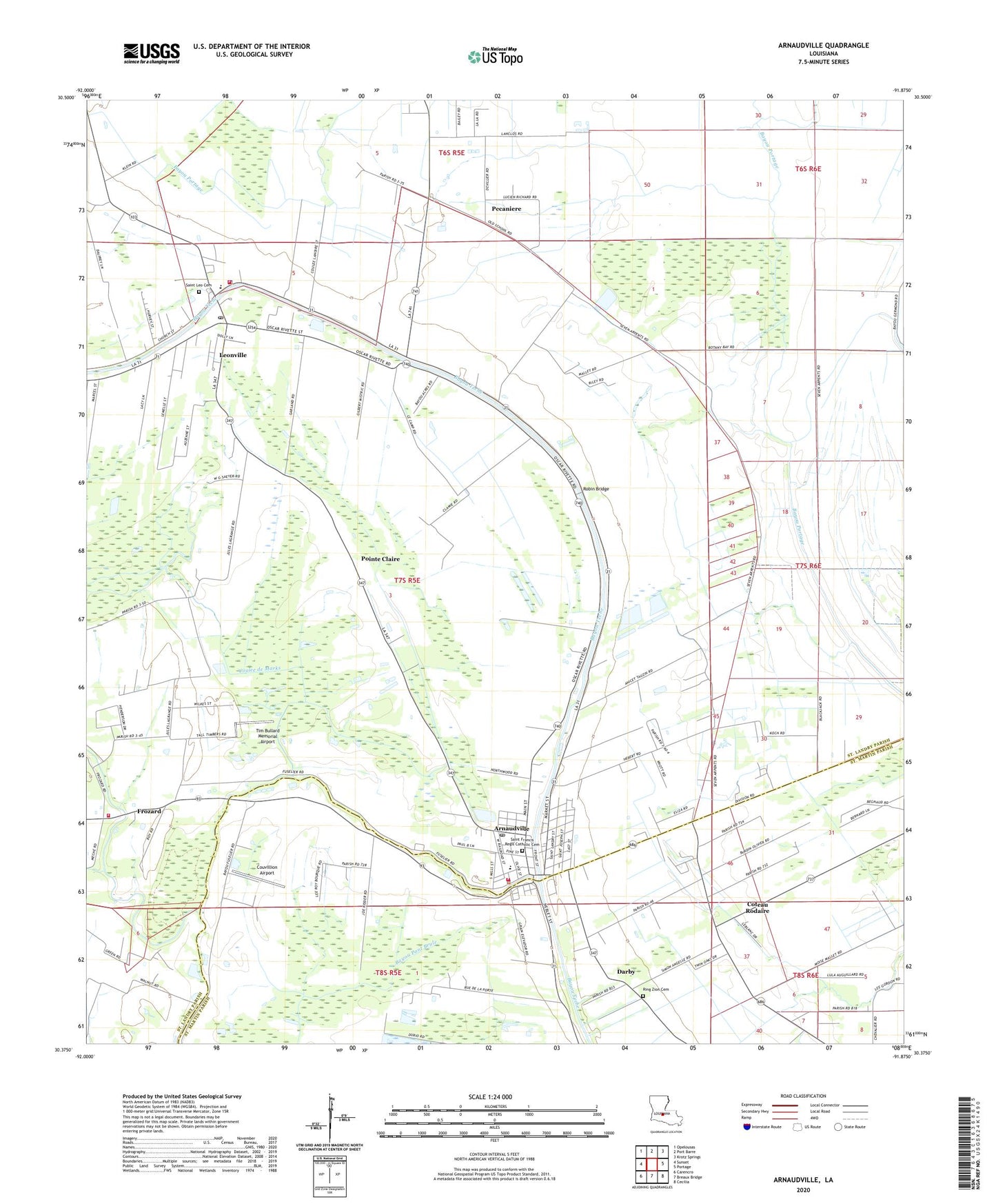 Arnaudville Louisiana US Topo Map Image