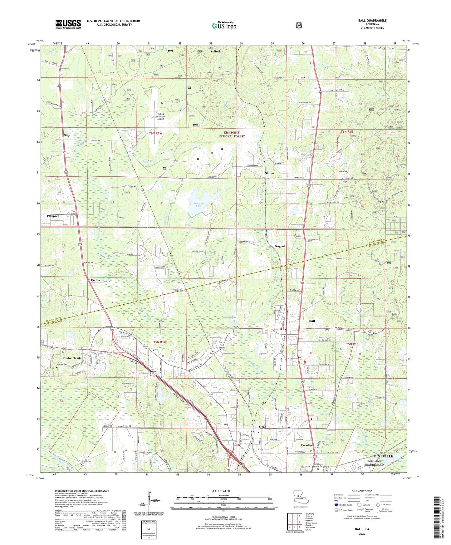Ball Louisiana US Topo Map Image
