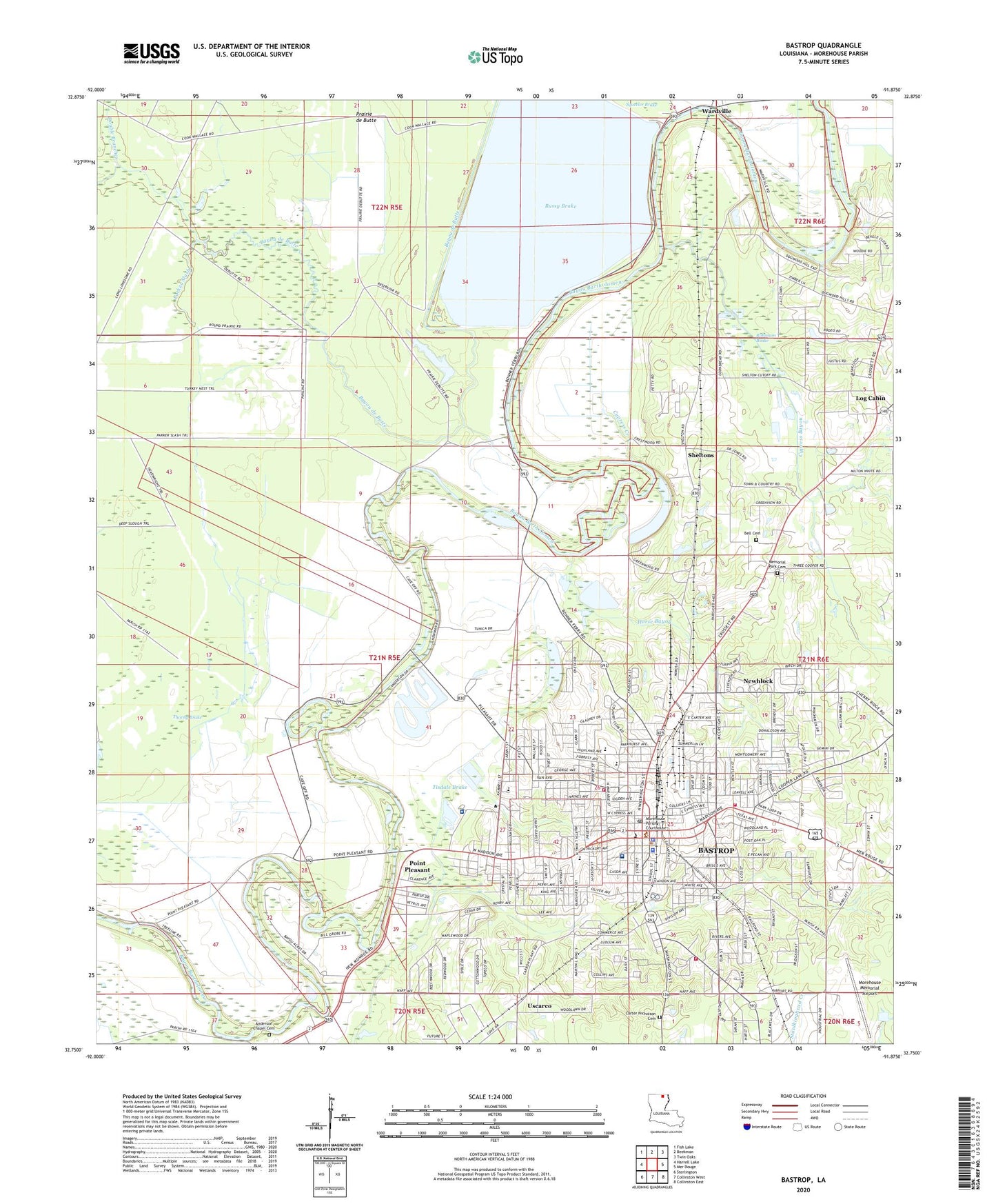 Bastrop Louisiana US Topo Map Image